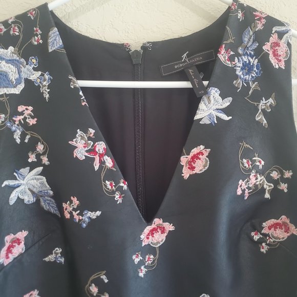 Bcbg Max Azria Embroidered Leather Tunic Dress - Picture 3 of 7